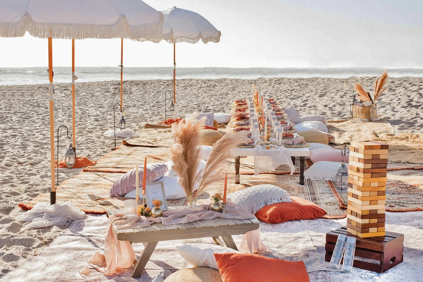Elegant picnic table setting